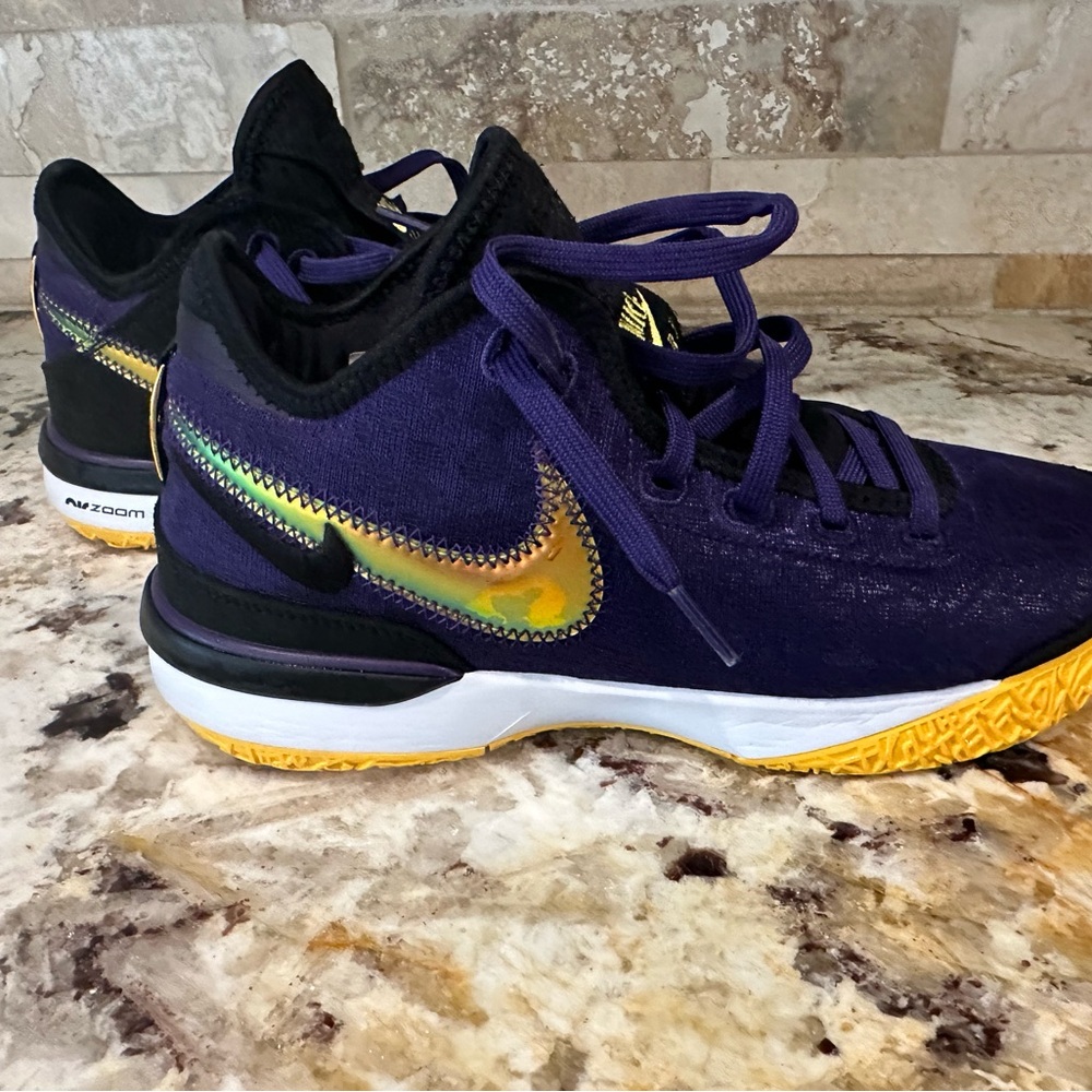 Nike Labron Purple and Yellow Basketball Shoes